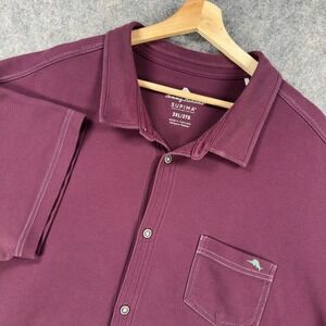 Tommy Bahama Shirt Mens 3XL Purple Supima Pima Cotton Short Sleeve Button Front